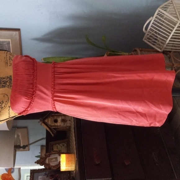 BCBG Dark Pink Watermelon Sateen Pleated Strapless Cocktail Dress NWT - Picture 2 of 14